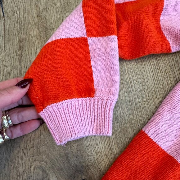 H&M Kids Pink & Red Checkerboard Sweater - Picture 5 of 6